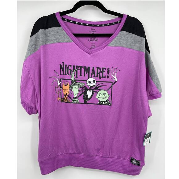 Disney The Nightmare Before Christmas Purple Tee Sleep Shirt Top XL NEW - Picture 1 of 11